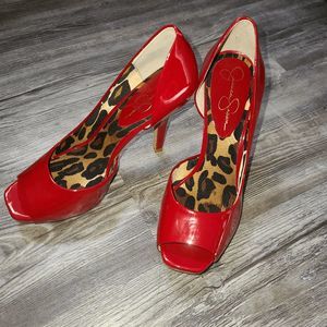 Jessica Simpson Red Patent Leather Heels Size 7.5